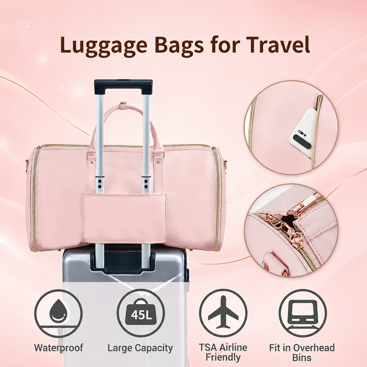 Amazirhub Travel Bag 2.0 – Sac de voyage pour femmes avec compartiment à chaussures, qui ne froisse pas les vêtements