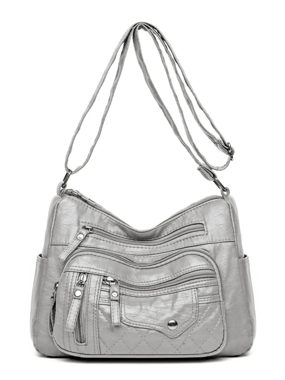 Leather Multi Pockets Adjustable Strap Shoulder Bag