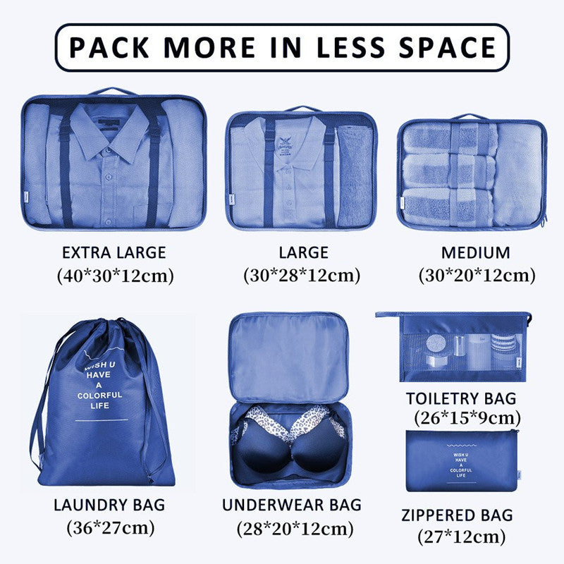 7-Piece Travel Packing Cubes Set – Suitcase Clothing Organizer Bags for Luggage, Mesh Packing Cubes & Travel Storage Bags