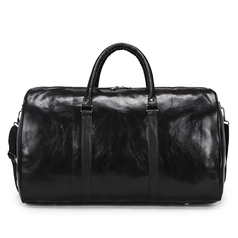 Sac de voyage polochon vintage en cuir marron – Grand sac week-end bandoulière
