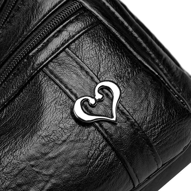 Leather Multi-Pockets Crossbody Bag