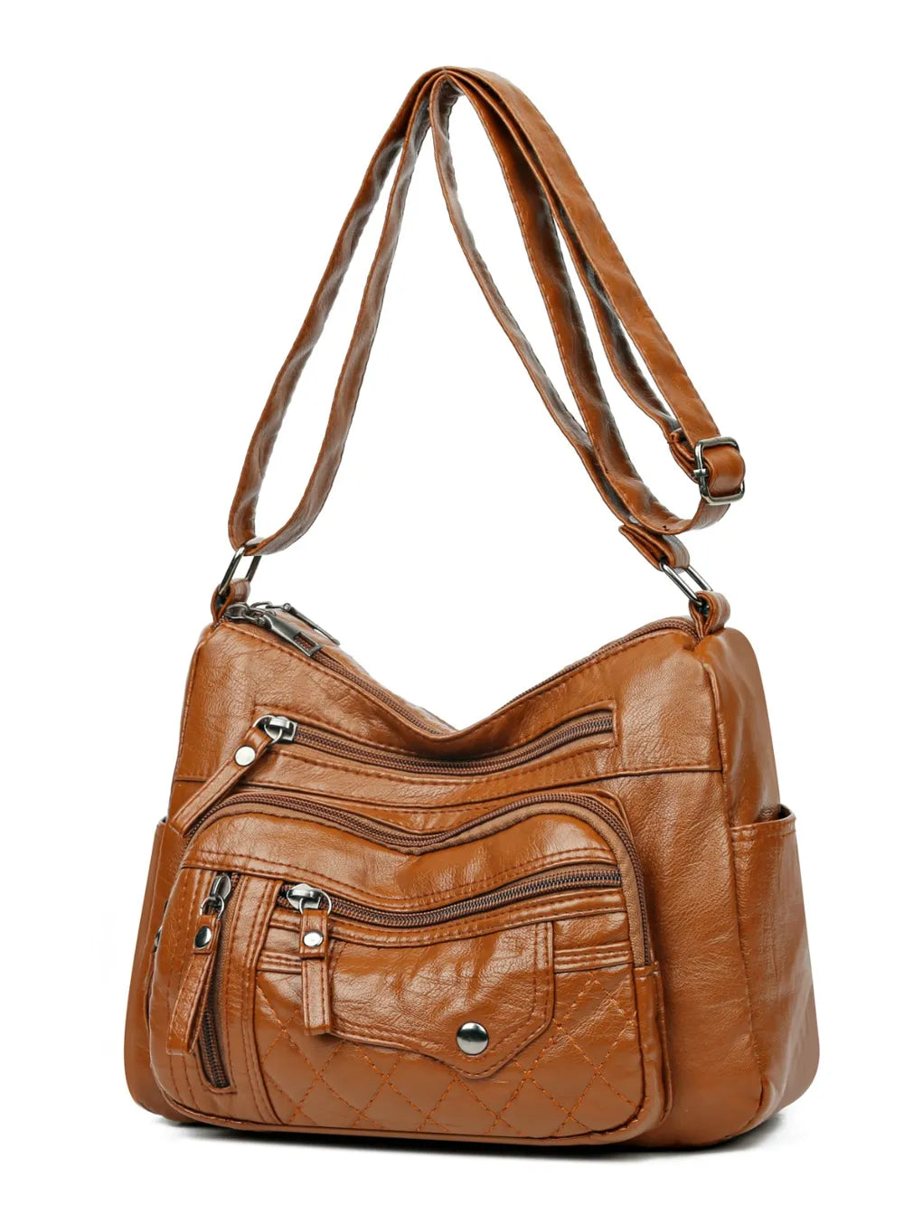 Leather Multi Pockets Adjustable Strap Shoulder Bag