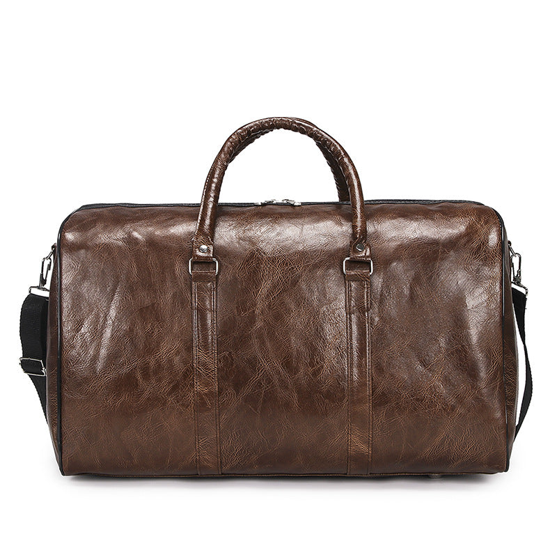 Sac de voyage polochon vintage en cuir marron – Grand sac week-end bandoulière