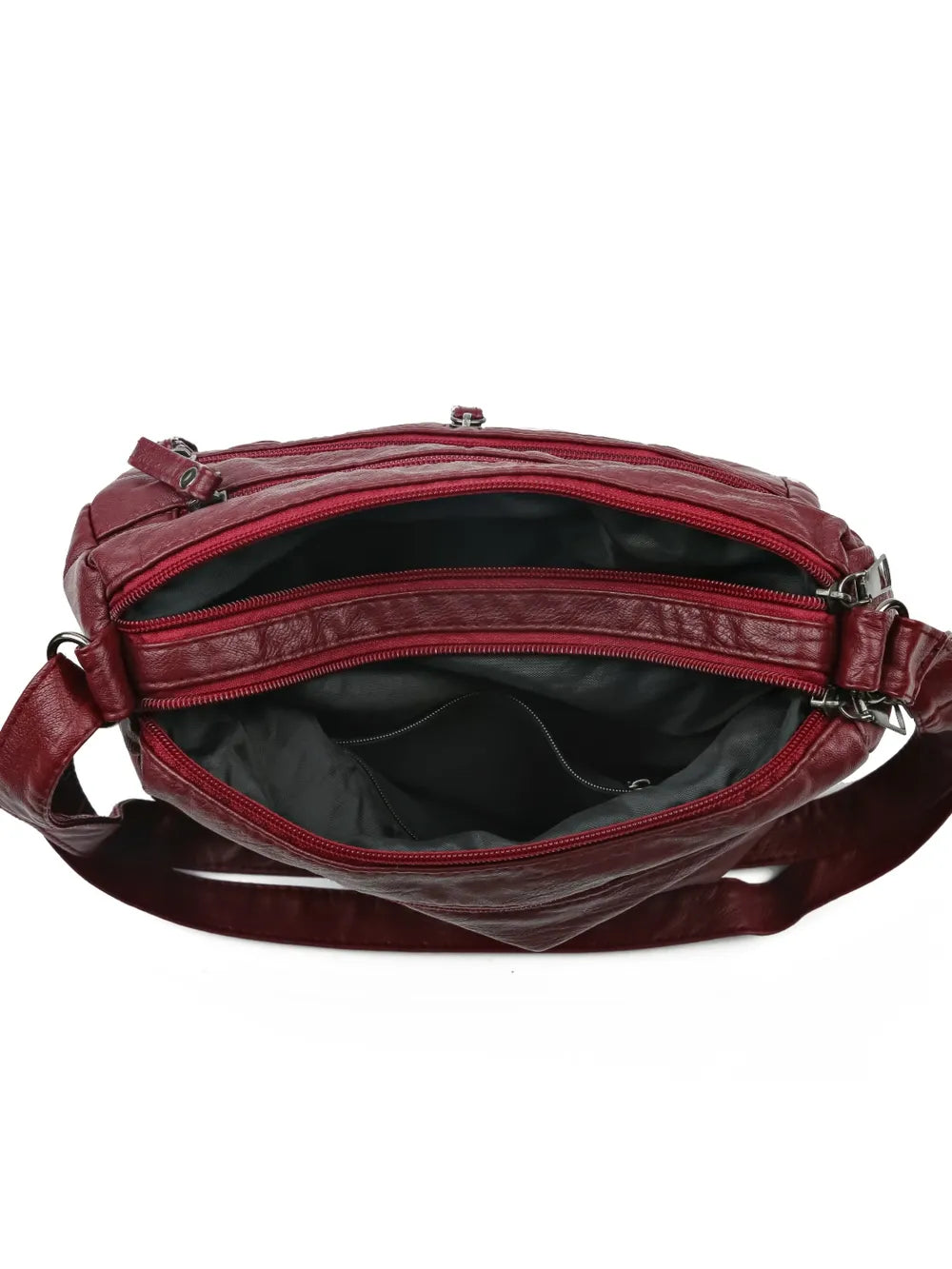 Gevlochten detail PU Lederen Crossbody Tas – Medium Schoudertas met Meerdere Ritsen voor Dames