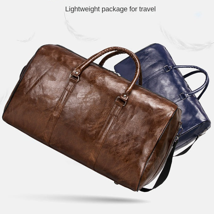Sac de voyage polochon vintage en cuir marron – Grand sac week-end bandoulière