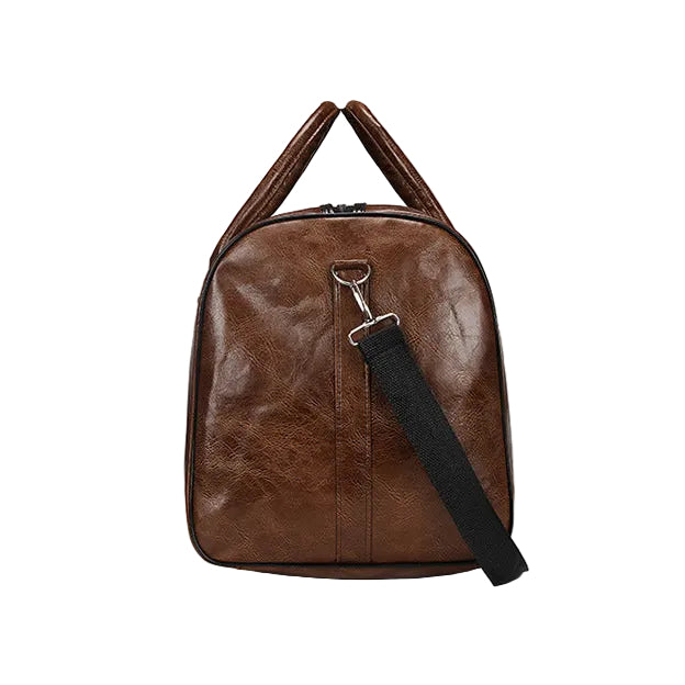 Sac de voyage polochon vintage en cuir marron – Grand sac week-end bandoulière