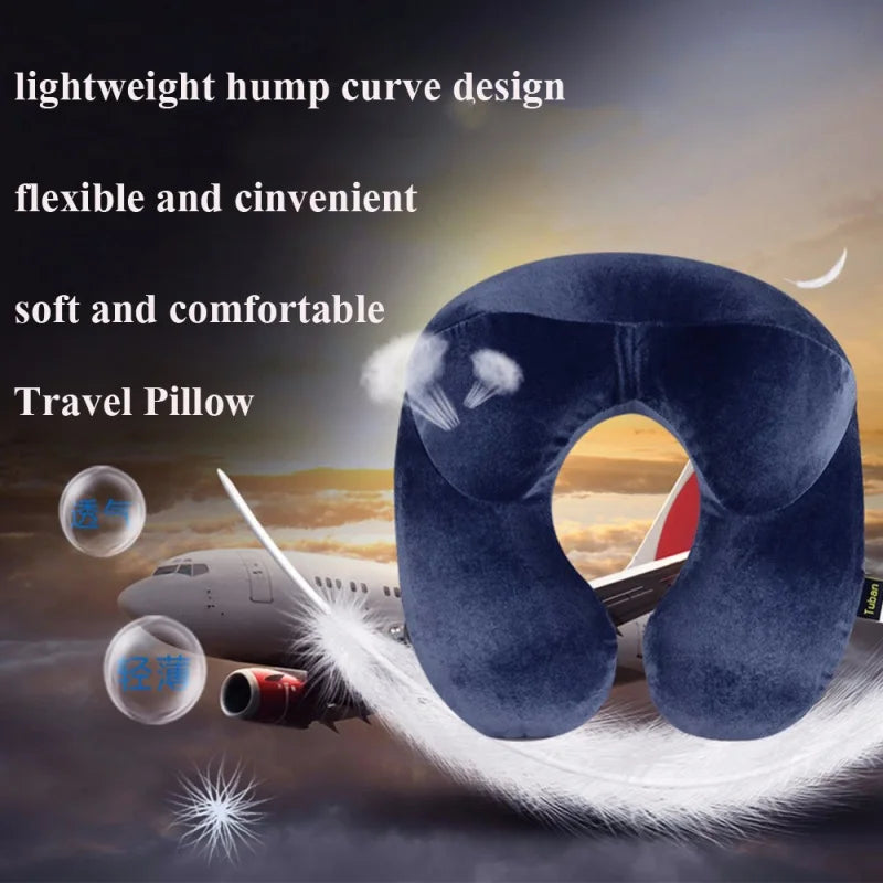 Inflatable Travel Neck Pillow – Soft U-Shaped Neck Support Pillow for Flights