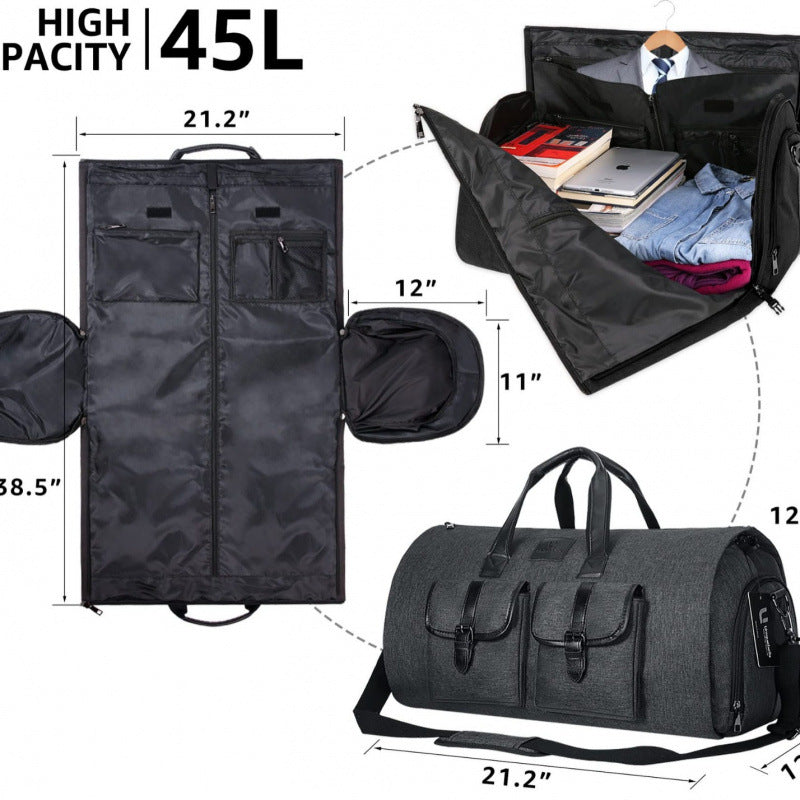 Men’s Suit Travel Bag – Foldable Garment Duffel Bag with Shoe Compartment, Waterproof Business Trip Carry-On Luggage Bag