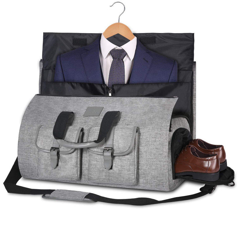 Men’s Suit Travel Bag – Foldable Garment Duffel Bag with Shoe Compartment, Waterproof Business Trip Carry-On Luggage Bag