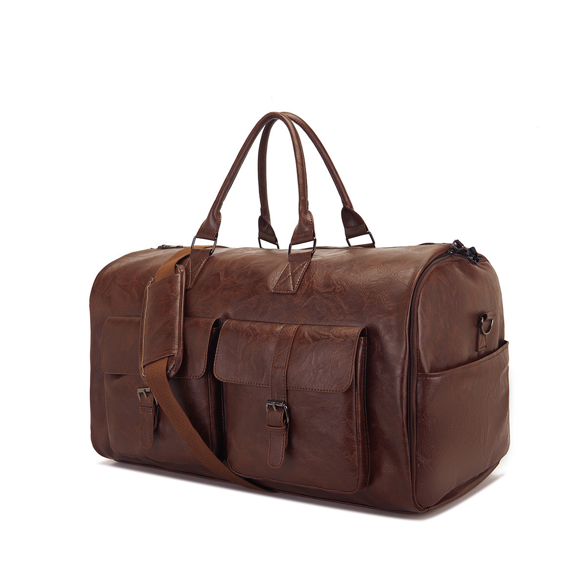 Travel Clothes Bag PU Leather Garment Duffel – Carry-On Suit Clothing Bag, Dress Clothes Bag & Weekend Duffel for Men Women
