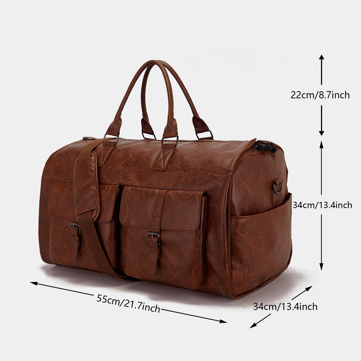 Travel Clothes Bag PU Leather Garment Duffel – Carry-On Suit Clothing Bag, Dress Clothes Bag & Weekend Duffel for Men Women