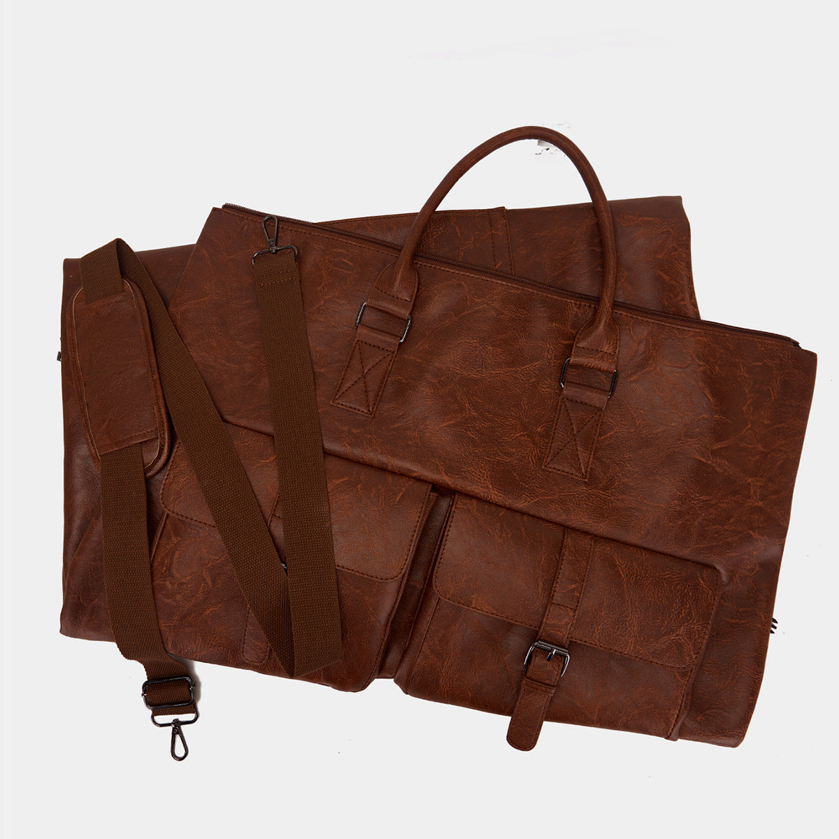 Travel Clothes Bag PU Leather Garment Duffel – Carry-On Suit Clothing Bag, Dress Clothes Bag & Weekend Duffel for Men Women