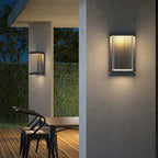 Ray Minimalist Rectangular Glass Outdoor Wall Light – Black