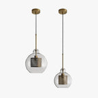 Hessa Contemporary Golden Pendant Light, Glass, Globe/Cylindric