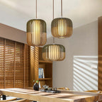 Muto Modern Birdcage Wood Pendant Light