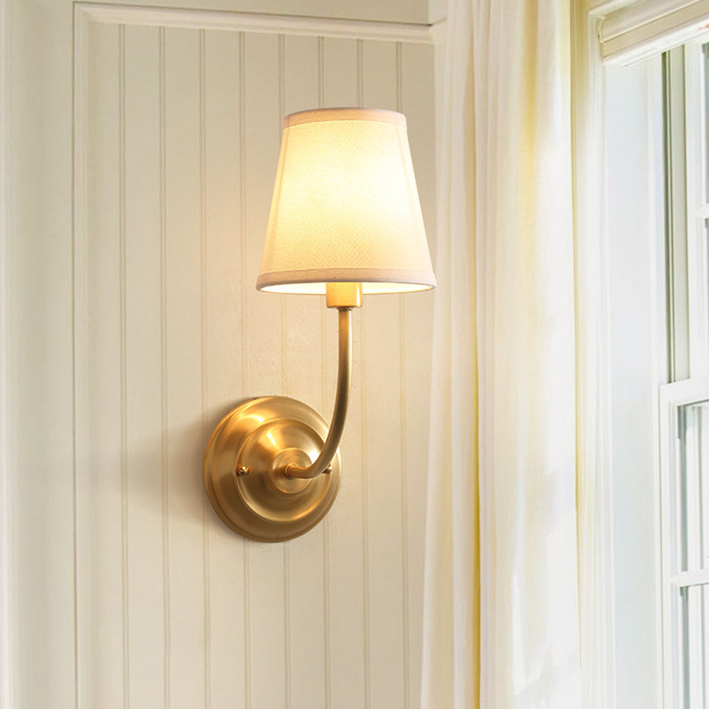 Tiffany Vintage Rustic Gold Fabric LED Wall Lamp – Elegant Lantern-Style Lighting