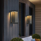 Ray Minimalist Rectangular Glass Outdoor Wall Light – Black