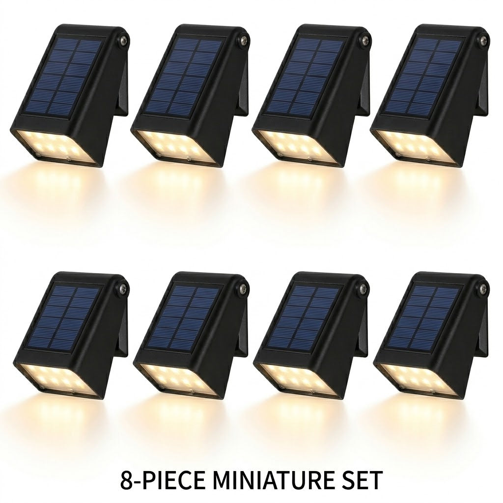 Solar Down Light Wall Sconce Waterproof Black Modern LED Outdoor — Sets of 2 to 10
