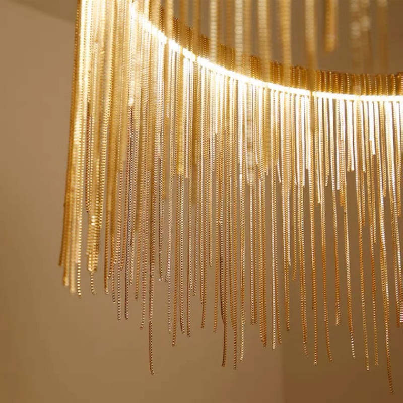 Arisha Tassel Chain Art Deco Pendant Light Silver/Gold Living Room/Hall
