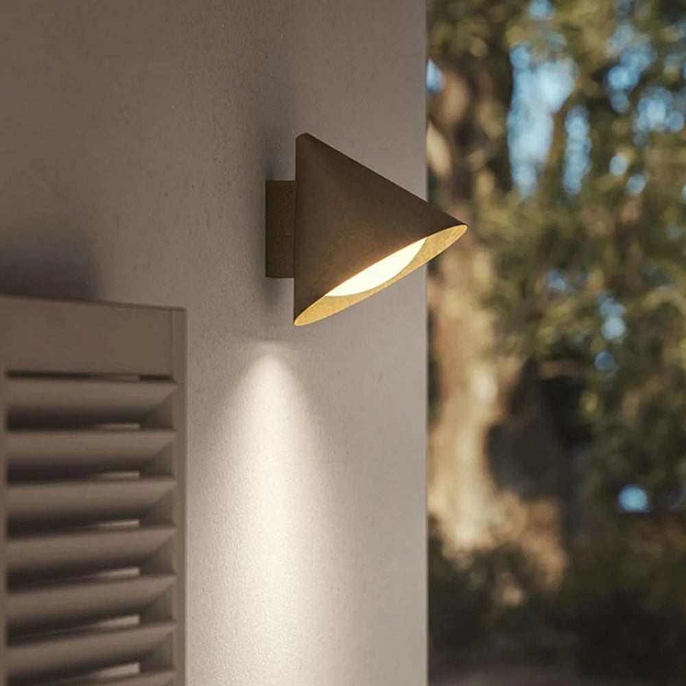 Ray Modern Minimalist Cone Outdoor Wall Light – Waterproof Metal Sconce, Black & Gold