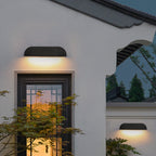 Ray Modern Minimalist Semi-Elliptical Metal and Stone Outdoor Wall Lamp, Black and White