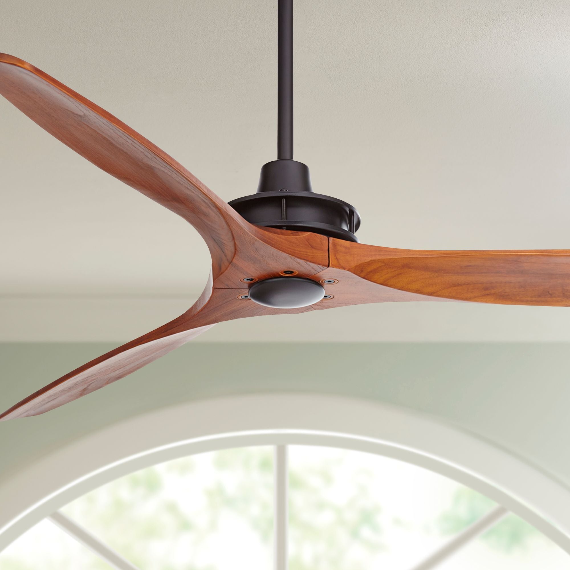 66 inch XL outdoor ceiling fan remote DC motor walnut finish covered patio large living room