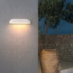 Ray Modern Minimalist Semi-Elliptical Metal and Stone Outdoor Wall Lamp, Black and White