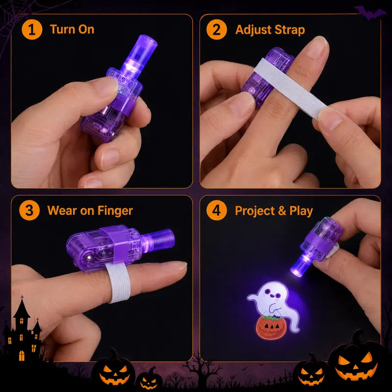 Finger projector rings packed together for group handouts