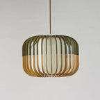 Muto Modern Birdcage Wood Pendant Light