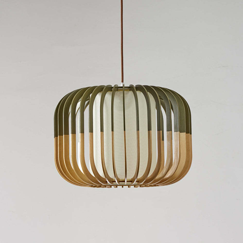Muto Modern Birdcage Wood Pendant Light