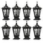 Stone Pillar Light Fixture Retro Pavilion-Style LED Solar & Hardwired Outdoor — Black Bronze Sets