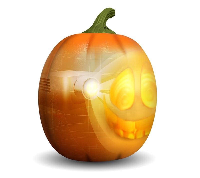 Animated singing pumpkin on a table display
