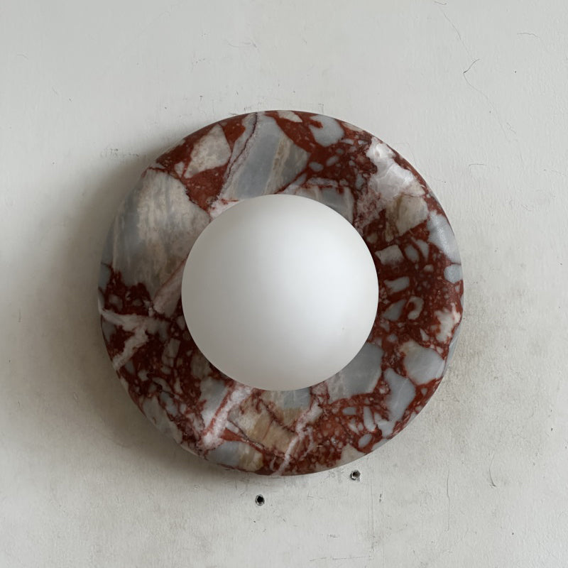 Orli Marble Wall Sconce Natural Stone LED Bedroom Living Room — Multiple Stone Selections