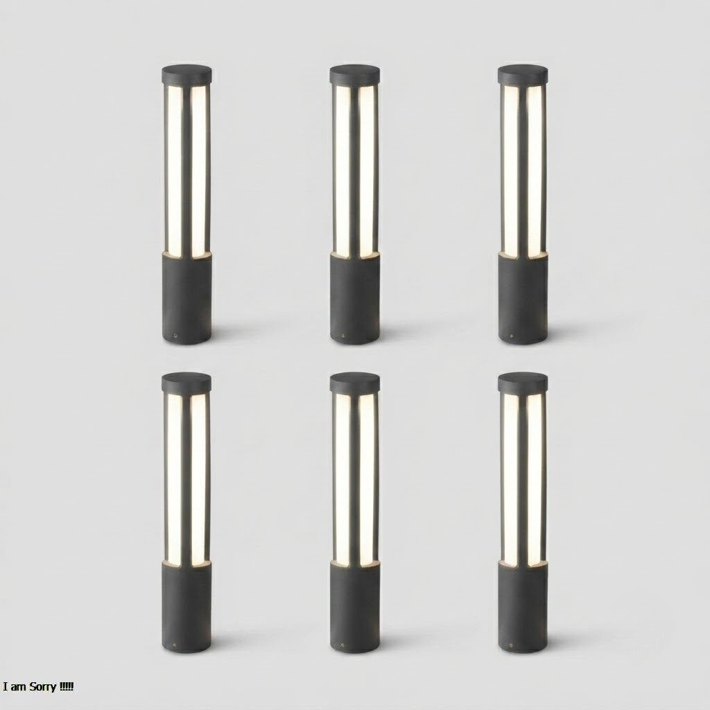 Residential Bollard Lights Modern Cylindrical LED Landscape Pathway Driveway — 31 to 47 Inch Sets
