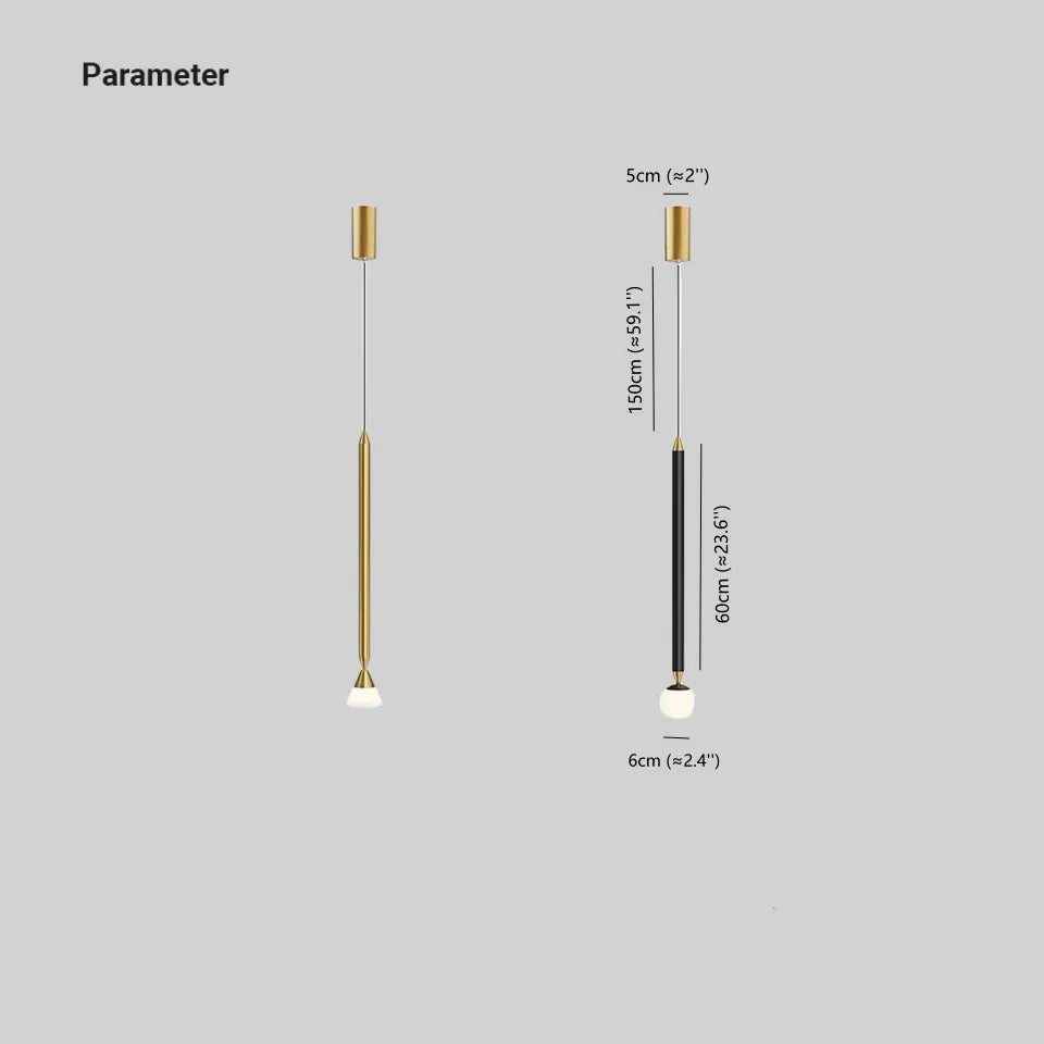 Auri Linear Metal Pendant Light Bedside, Black & Gold