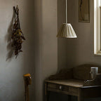 Ritta Pleated Pendant Light Wabi Sabi, Metal/Fabric, Living Room