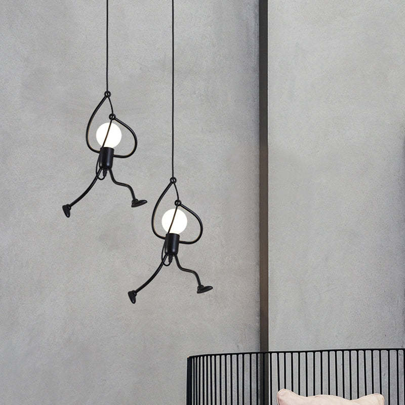 Miro Retro Modern Iron Man Pendant Light, Black