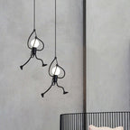 Miro Retro Modern Iron Man Pendant Light, Black
