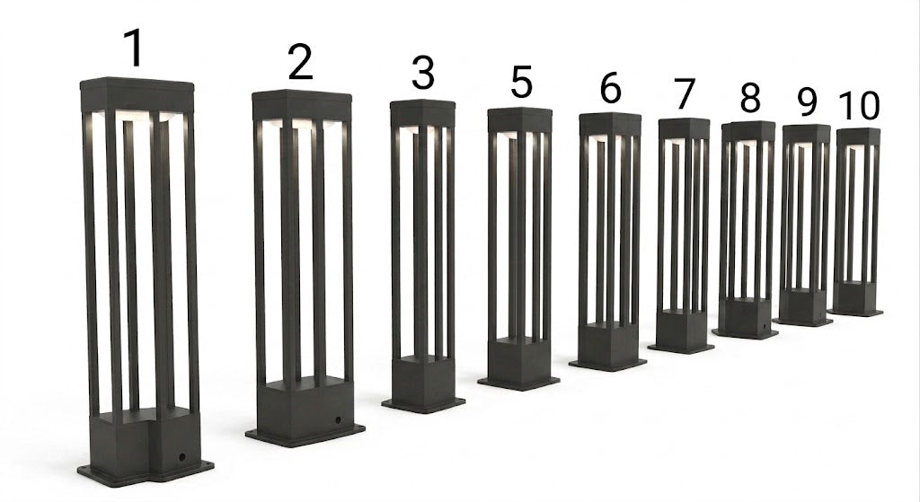 Modern Black Aluminum Solar Pathway Bollard Light IP65 Outdoor Garden Driveway — Singles to 8-Pack