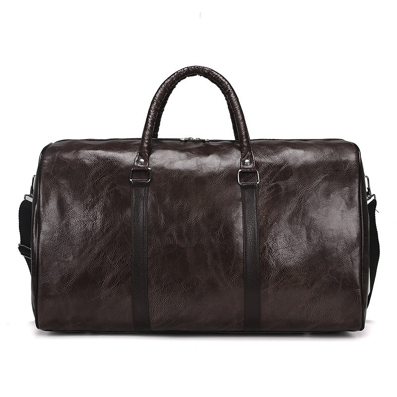 Sac de voyage polochon vintage en cuir marron – Grand sac week-end bandoulière