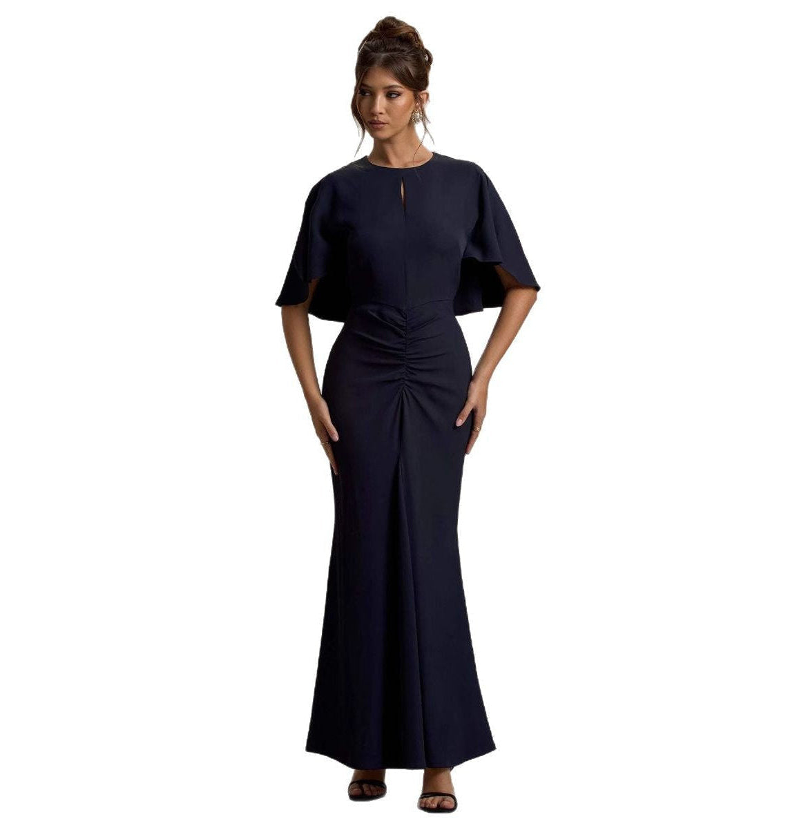 Celestine | High-Neck Cape Maxi Dress