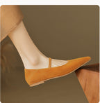 Women’s Retro Mary Jane Flats – Vegan Suede Low Heel Comfort Shoes