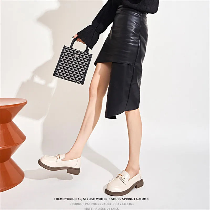 Women's Genuine Leather Loafers - British Style Slip-On Casual Shoes