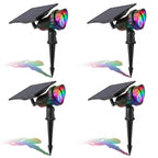 Solar Lawn Spotlights Adjustable Outdoor Tree Accent Light Aluminum — Warm White & RGB Sets