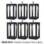 LED Bollard Garden Light Black Aluminum Square Landscape Pathway Hardwired — 31 Inch Sets