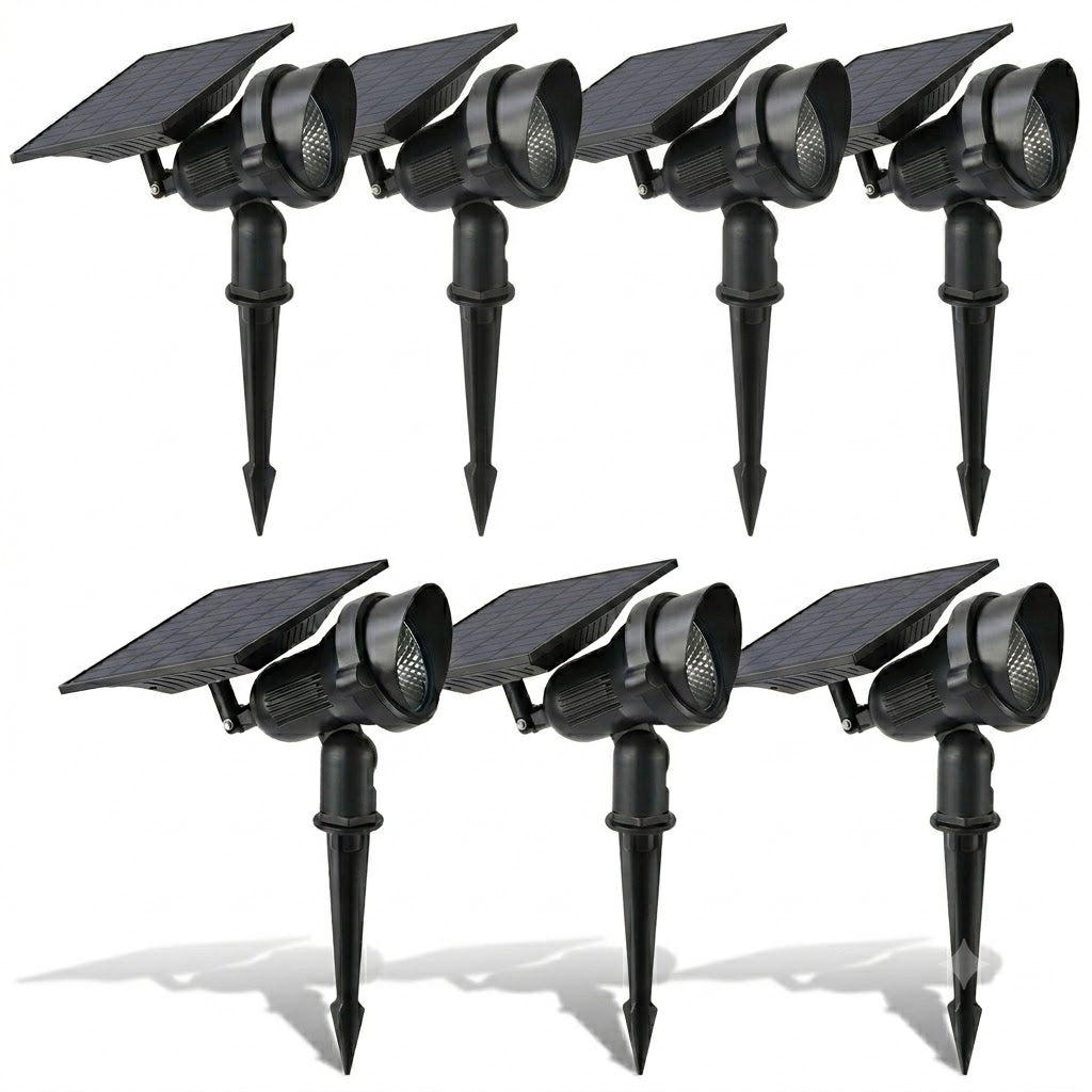 Solar Lawn Spotlights Adjustable Outdoor Tree Accent Light Aluminum — Warm White & RGB Sets
