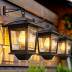 Solar Dusk to Dawn Porch Light Warm Amber Auto On Off Outdoor Wall Lantern — 1, 2 & 4-Pack