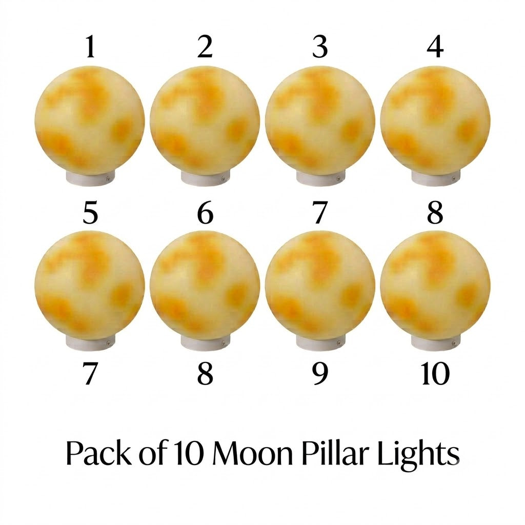 Moon-Shaped Outdoor Pillar Light LED Solar & Hardwired Driveway Garden — 8 to 16 Inch Sets