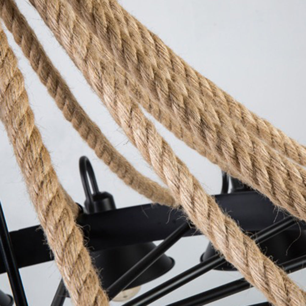 Epoch Vintage Industrial Rope Chandelier  Living Room