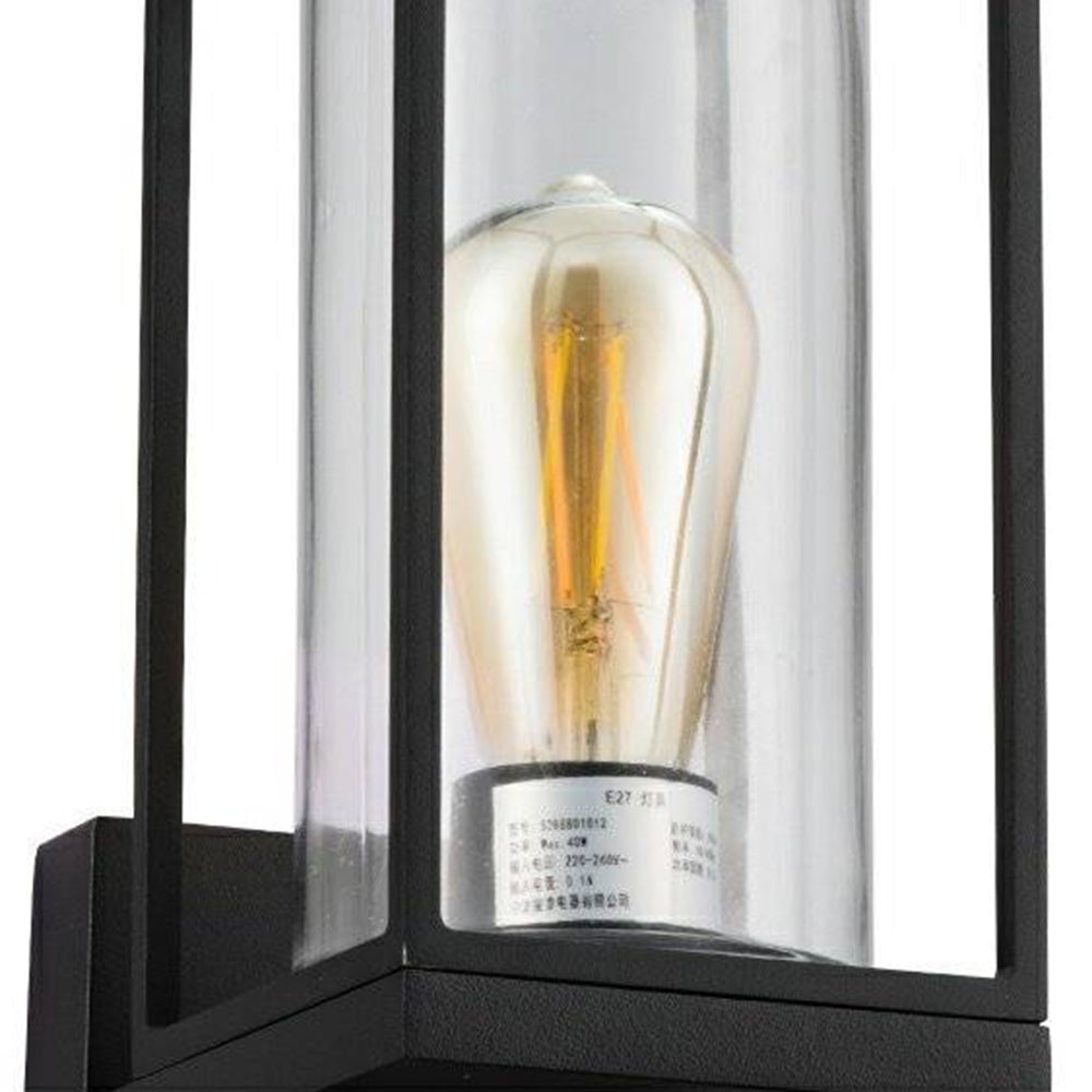 Ray Modern Rectangular Black Metal Outdoor Wall Lamp
